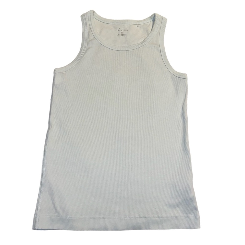 COS ribbed crew neck tank top light mint color size small